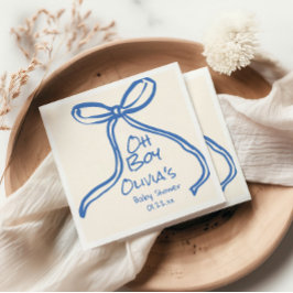 Oh Boy Blue Hand Gezeichnet Bow Baby Shower geschr Serviette