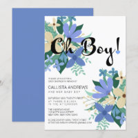 Oh Boy Blue Ivory Floral Bouquet Baby Dusche