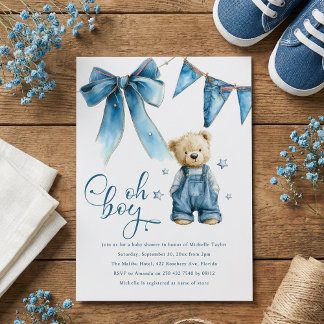 Oh Boy | Blue Jean Baby Denim Baby Shower Einladung