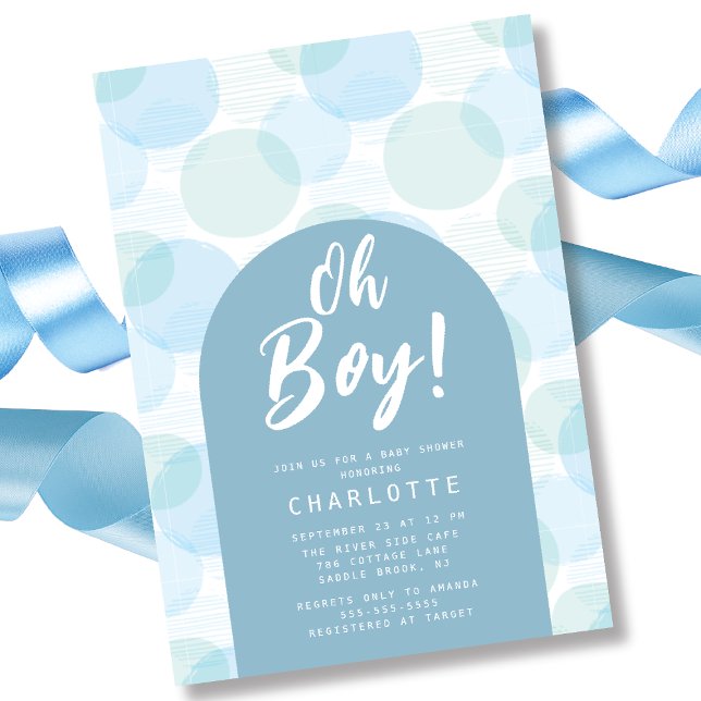 Oh Boy Blue Polka Dots Baby Dusche Einladung (Von Creator hochgeladen)