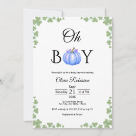Oh Boy Blue Pumpkin Fall Baby Dusche Einladung
