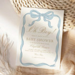 Oh boy Blue Ribbon Niedlich Elegant Baby Dusche Einladung<br><div class="desc">Oh boy Blue Ribbon Niedlich Elegant Baby Dusche</div>