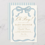 Oh boy Blue Ribbon Niedlich Elegant Baby Dusche Einladung<br><div class="desc">Oh boy Blue Ribbon Niedlich Elegant Baby Dusche</div>