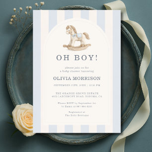 Oh Boy Blue Schaukelpferd Baby Shower Einladung