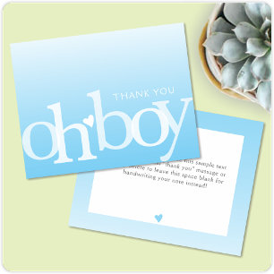 OH BOY Bold Overlay Light Blue Modern Baby Dusche Dankeskarte