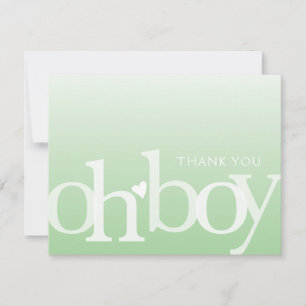 OH BOY Bold Overlay Light Green Modern Baby Dusche Dankeskarte