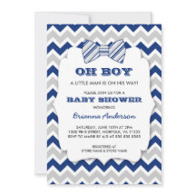 OH BOY Bow Krawatte Babydusche / Marinegrau Zickza