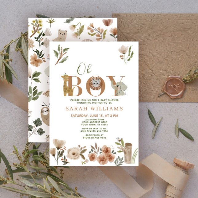 Oh Boy Brown Boho Safari Animals Dusche Einladung (Von Creator hochgeladen)