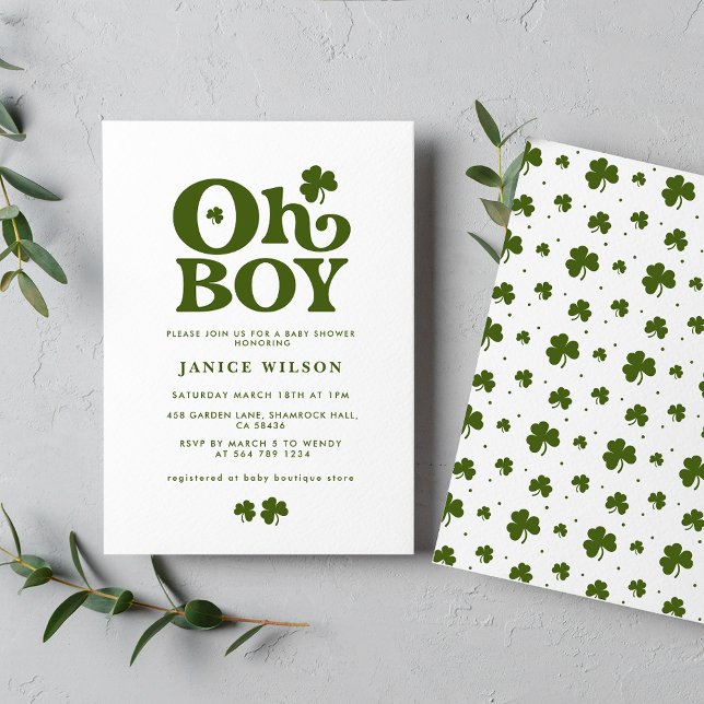 Oh Boy Charm St. Patrick's Day Baby Shower Einladung (Von Creator hochgeladen)