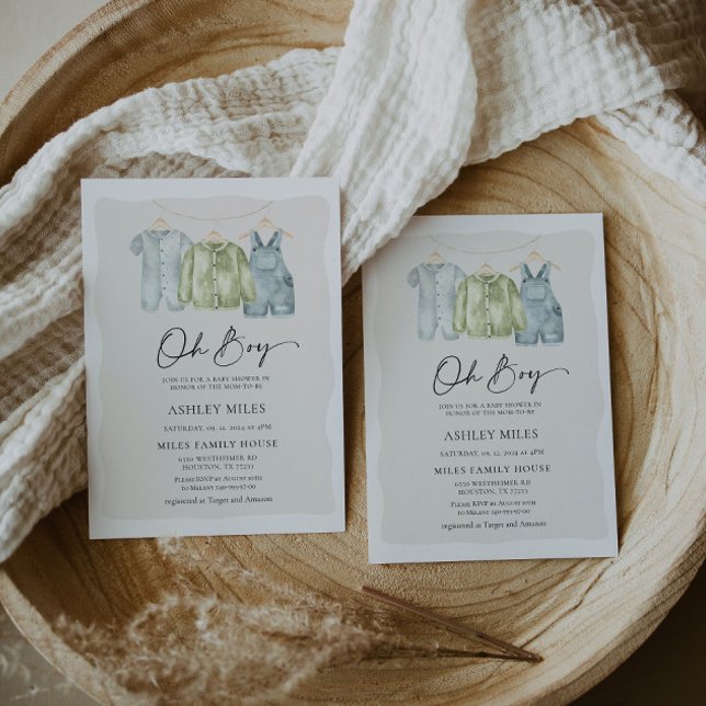 Oh Boy Clothes Baby Dusche Einladung (Von Creator hochgeladen)