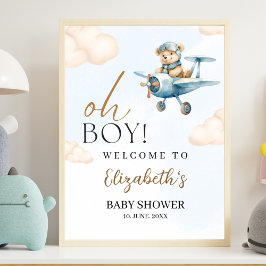 Oh Boy, Cute Bear Baby shower boy Poster