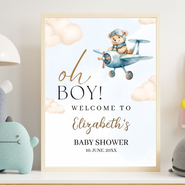 Oh Boy, Cute Bear Baby shower boy Poster (Von Creator hochgeladen)