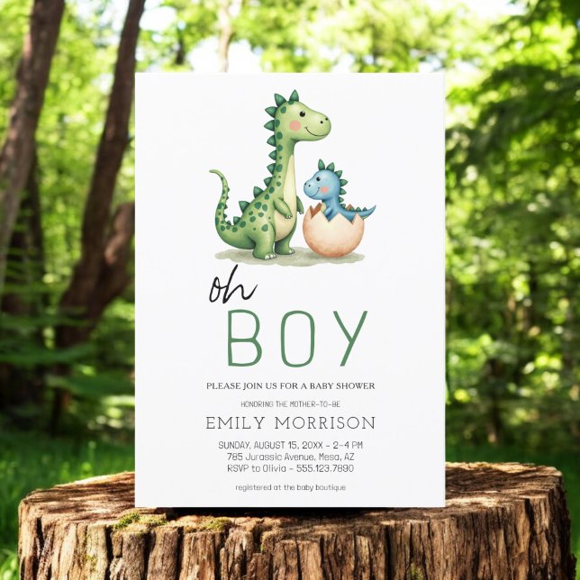 Oh Boy Dinosaur Niedlich Baby Boy Dusche Einladung (Von Creator hochgeladen)