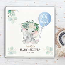 Oh Boy Elephant Baby Dusche Niedlich Blue Balloon