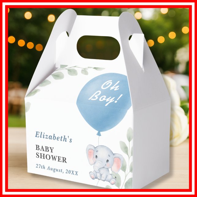 Oh Boy Elephant Balloon Eucalyptus Baby Shower Geschenkschachtel (Von Creator hochgeladen)
