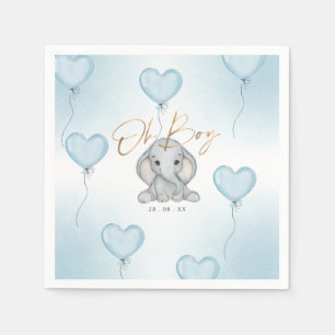 Oh Boy Elephant Blue Balloon Junge Babydusche Serviette
