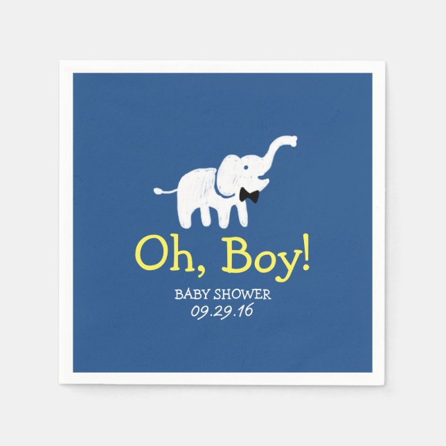 Oh Boy Elephant Navy Blue Baby Dusche Serviette (Vorderseite)