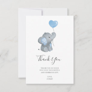 Oh Boy Elephant Watercolor Babydusche Dankeskarte