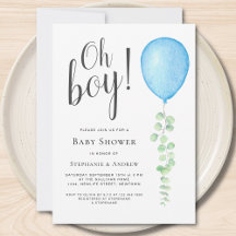 Oh Boy Eucalyptus Blue Balloon Paares Baby Dusche