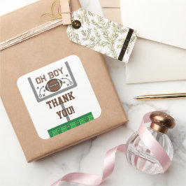 Oh Boy Football Baby Dusche Quadratischer Aufkleber