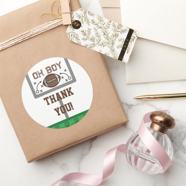 Oh Boy Football Baby Dusche Runder Aufkleber (Schenken)