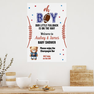 Oh Boy Football-Thema-Baby-Party Poster