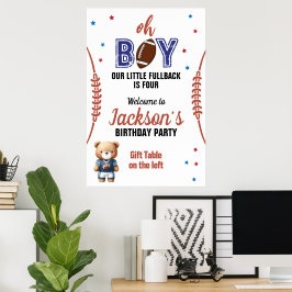 Oh Boy Football Thema Geburtstag Poster