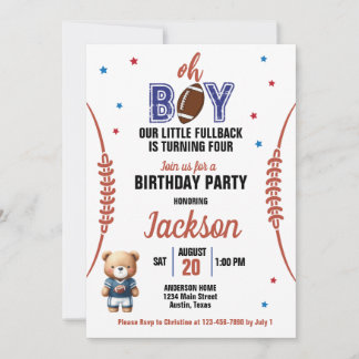 Oh Boy Football Thema jedes Alters Geburtstag Einladung