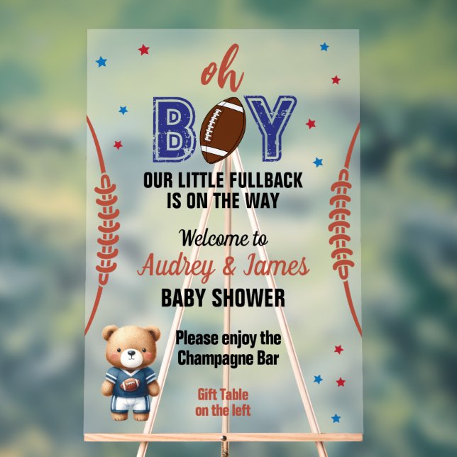 Oh Boy Football Thema Kinderdusche Acrylschild (Neutral)