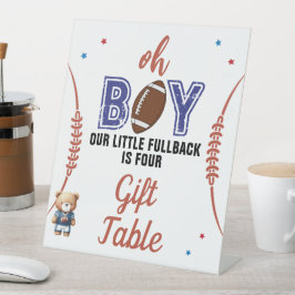 Oh Boy Football Theme Pedestal Sign Sockelschild