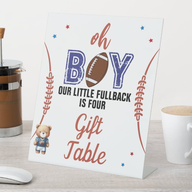 Oh Boy Football Theme Pedestal Sign Sockelschild (In Situ)
