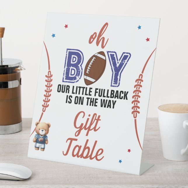 Oh Boy Football Theme Pedestal Sign Sockelschild (In Situ)