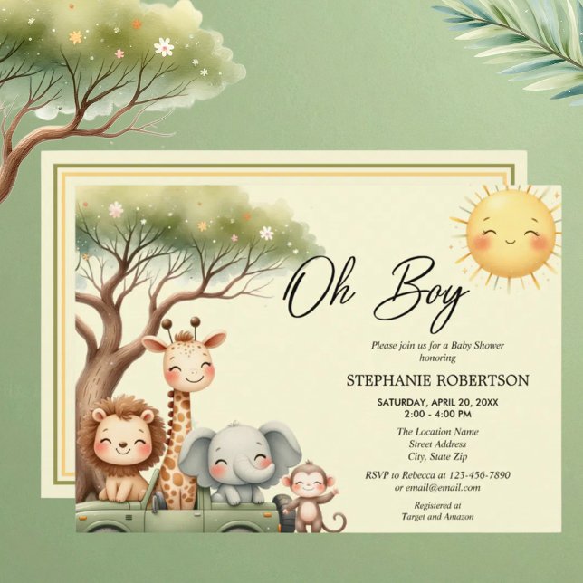 Oh boy fun safari animal boy baby shower einladung (Von Creator hochgeladen)