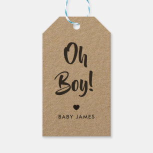 Oh Boy Gift Tag, Baby Shower Gift Tag, Kraft Geschenkanhänger