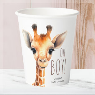 Oh Boy Giraffe Babydusche Pappbecher