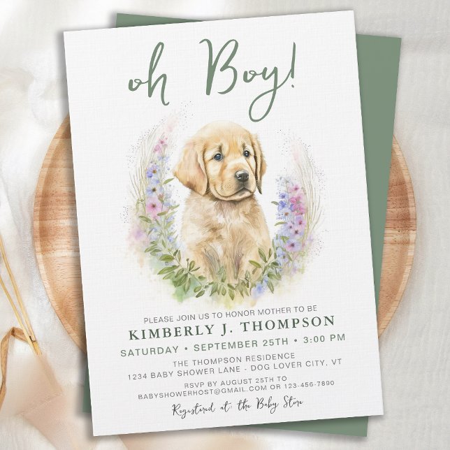 Oh Boy Golden Retriever Niedliche Puppy Dog Baby D Einladung (Von Creator hochgeladen)