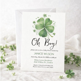 Oh Boy Green Shamrock St. Patricks Day Baby Shower Einladung