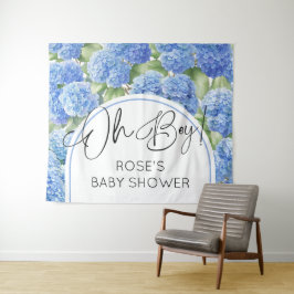 Oh Boy Hydrangea Blue Flowers Baby Dusche Wandteppich