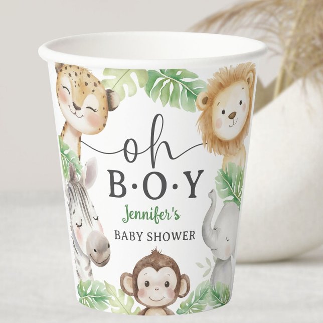 Oh Boy Jungle Baby Shower Safari Animals  Pappbecher (Von Creator hochgeladen)