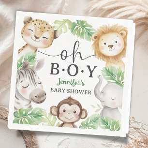 Oh Boy Jungle Baby Shower Safari-Tiere Papier Serviette