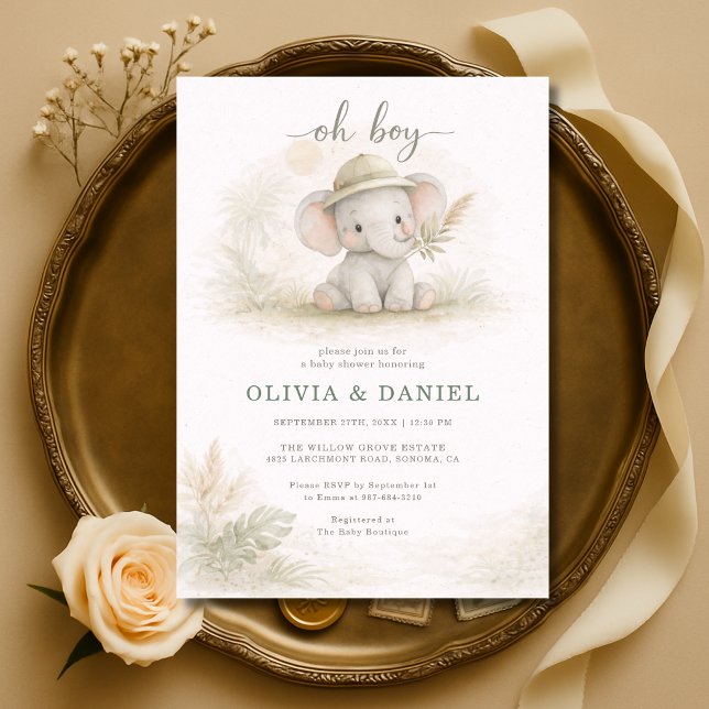 Oh Boy Jungle Safari Couples Baby Shower Einladung (Von Creator hochgeladen)