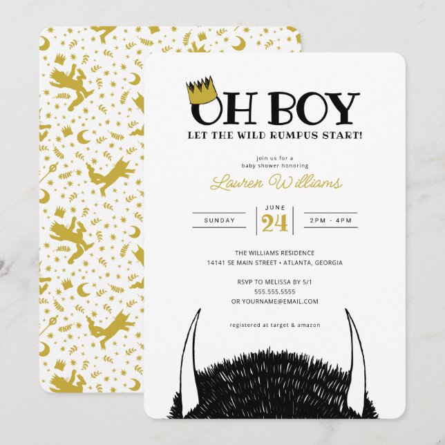 Oh Boy | Lass der Wild Rumpus Start Baby Shower Einladung (Vorne/Hinten)