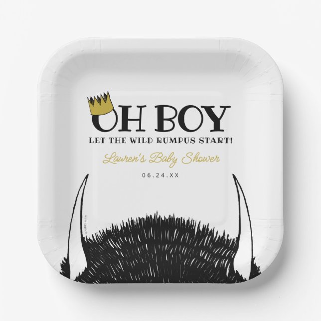 Oh Boy | Lass der Wild Rumpus Start Baby Shower Pappteller (Vorderseite)