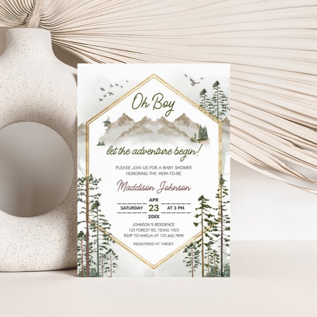 Oh Boy Let the Adventure Begin Baby Shower Einladung (Let the Adventure Begin Baby Shower Invitation)