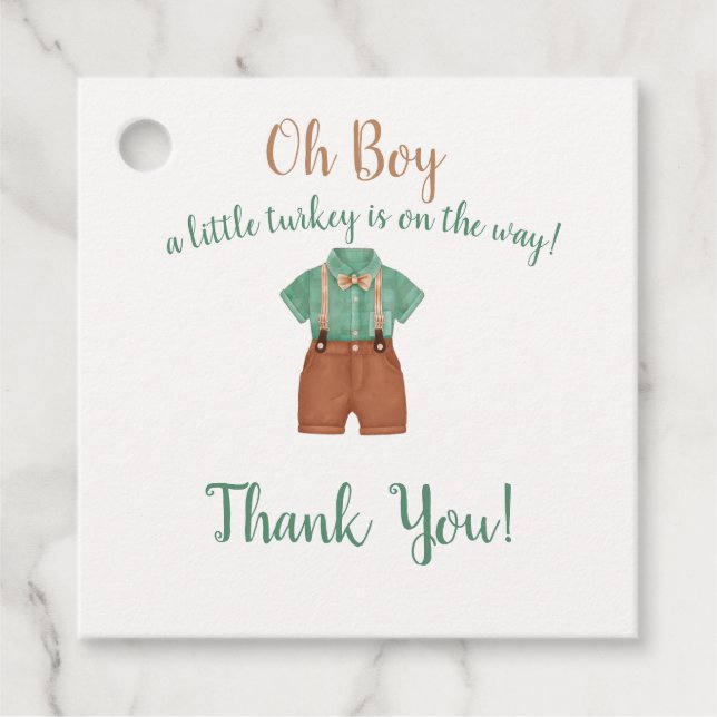 Oh Boy Little Turkey Baby Dusche Geschenkanhänger (Vorderseite)