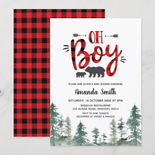 Oh Boy Lumberjack Forest Baby Shower Einladung