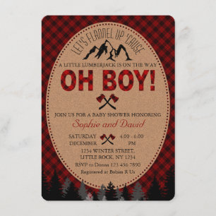 Oh Boy Lumberjack Red Buffalo Baby Dusche einladen Einladung