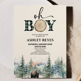 Oh Boy Lumberjack Wald Bear Baby Dusche Einladung