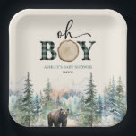 Oh Boy Lumberjack Wald Bear Baby Dusche Pappteller<br><div class="desc">Das ist ein Oh Boy Green Lumberjack Woodland Forest Bear Baby Shower Paper Teller! Waldwald tragen Tiere grünen Büffel Druck Winter November Kalte Bäume Jack Grizzly trägt Baby Dusche Junge grün braun</div>