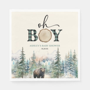 Oh Boy Lumberjack Wald Bear Baby Dusche Serviette